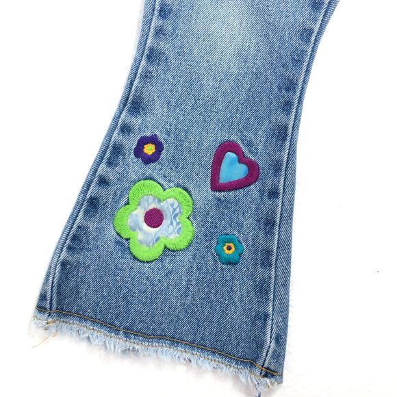 Limited Vintage Hippie Y2K Jeans Girls Toddler Size 4 with Embroidered Flowers - Picture 3 of 7